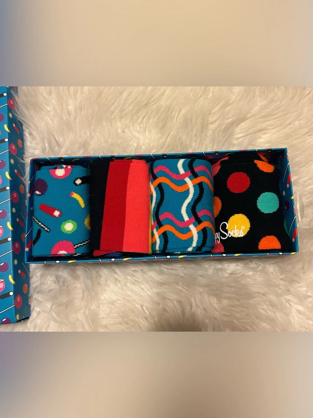 Happy Socks Gift Set with Multicolor Socks 4 pairs Adult Crew Socks US M8-12